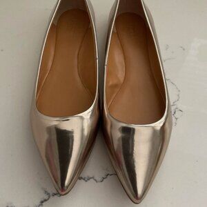 J.Crew Emery Pale Gold Pointy Toe Flats NEW Size 10